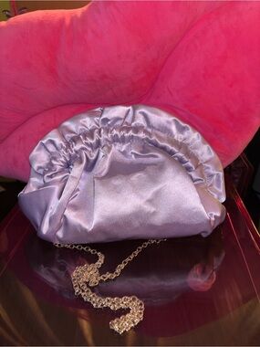Landry lilac Satin Ruched Evening Clutch
